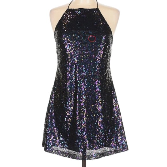 MOTEL Winnie strap detail sequin dress in Petrol - Picture 11 of 11